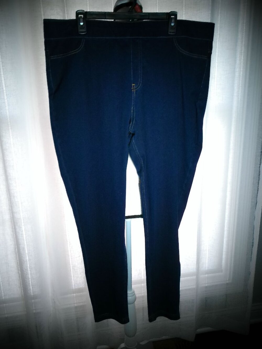 HUE NWOT Elastic Waist Pull-On High Waisted Navy Blue Stretch Denim Leggings 2X